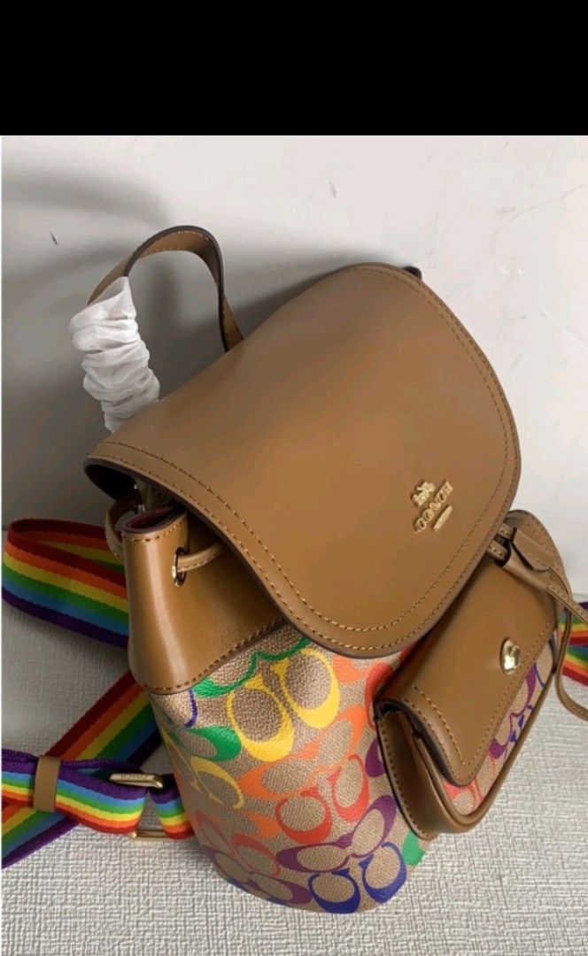 COACH Pennie Backpack 22 In Rainbow Signature Canvas