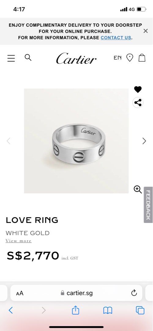 Cartier love ring dimensions discount