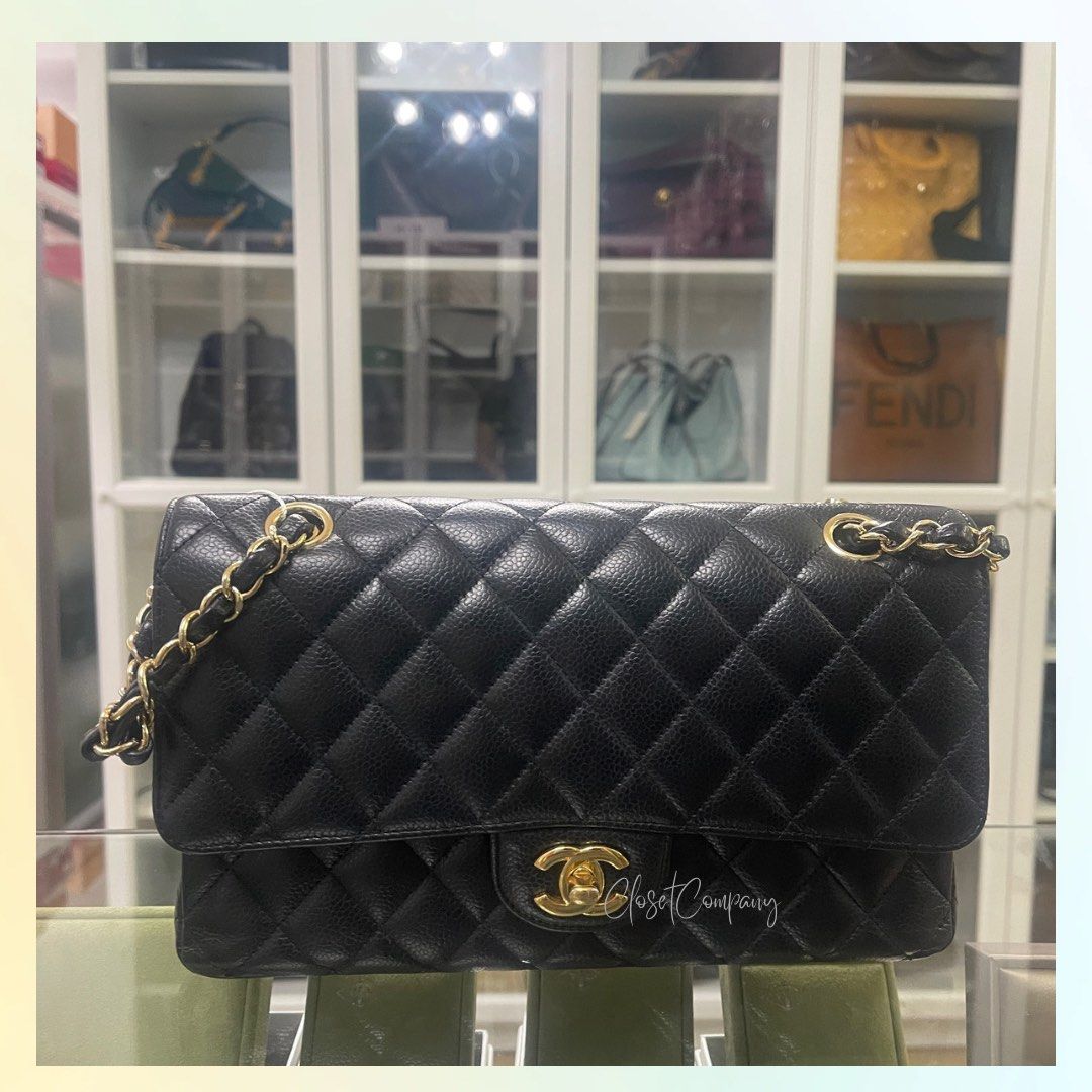Chanel Classic Flap Medium in Black Caviar Leather and Gold Hardware Series 19