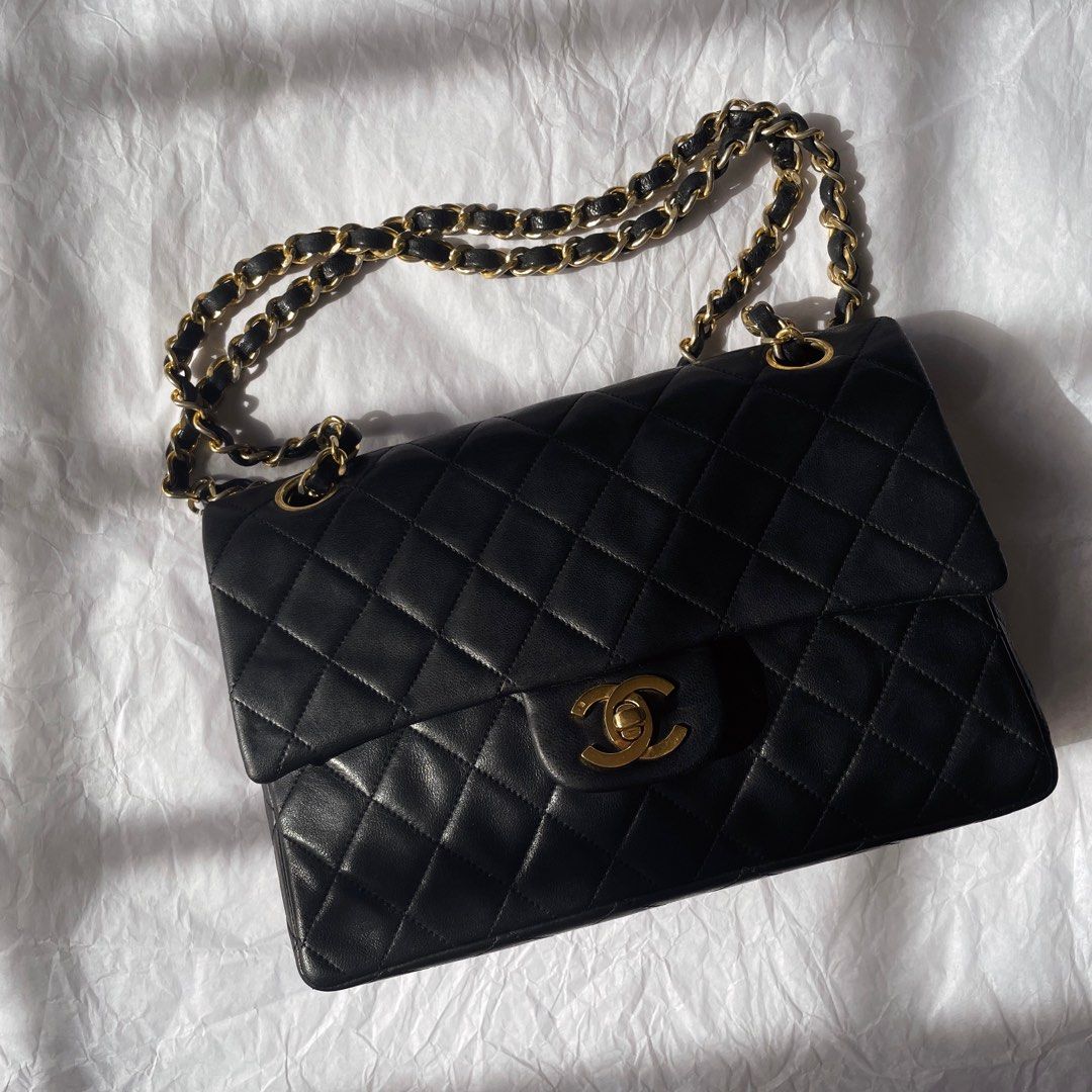 RARE Series 0 Chanel Vintage Small Classic Double Flap Bag Black