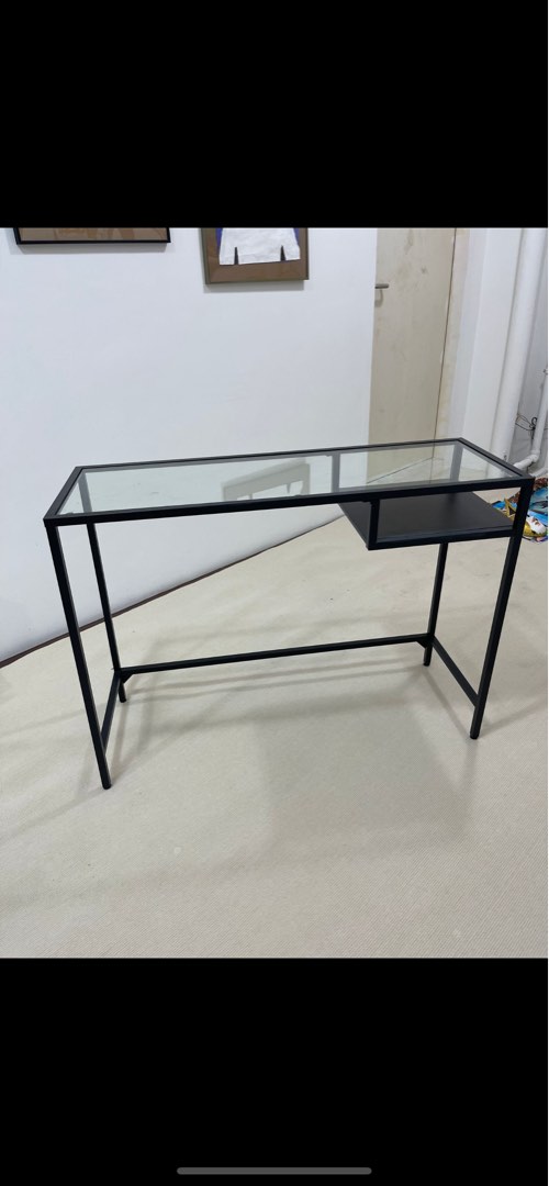 Console Table Ikea Glass Black Hardware, Furniture & Home Living