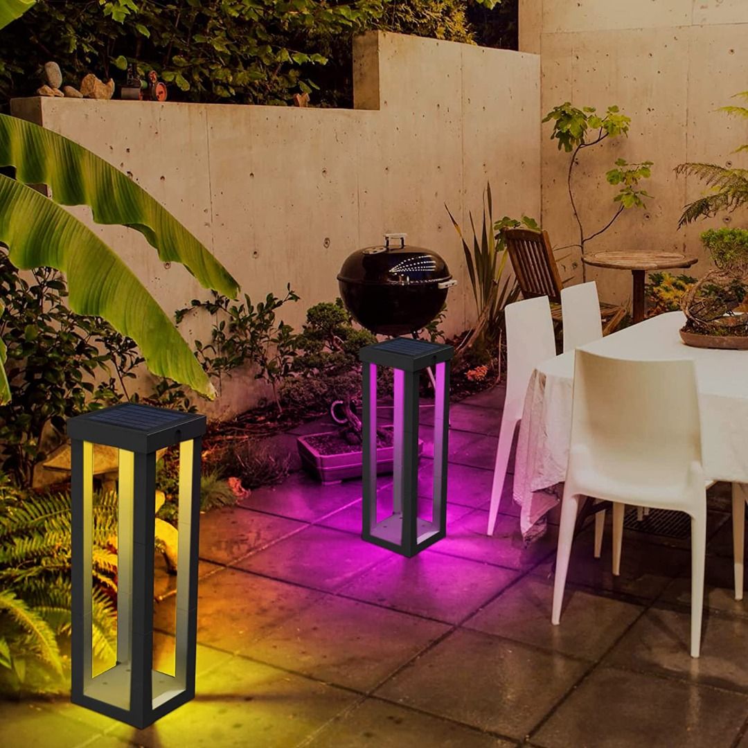 CREPOW Solar Patio Floor Lamp Outdoor, Pack RGB Color Changing Landscape  Path Lights Garden Decorations IP65 Waterproof 12H Endurance Cordless  Landscaping for Porch Lawn Yard Backyard (Black), Furniture  Home Living,