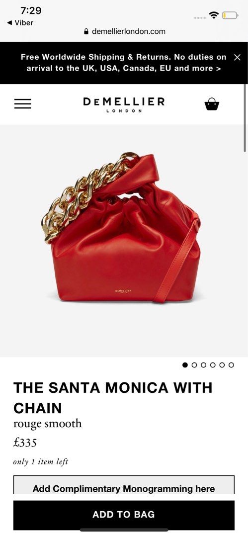 Demellier Santa Monica Leather Top-handle Bag W/ Chain In Rouge Smooth