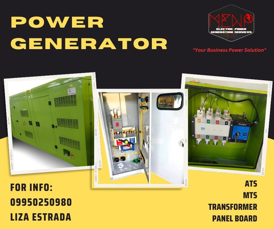 DIESEL GENERATOR (Category: Construction Tools & Equipment) located in Rizal. Submitted by ljsoriano015056 (Listing ID 1219019777, Image 1). Description: BRAND NEW DIESEL GENERATOR ✅from15kva-3000kva ✅ENGINE: CUMMINS , ISUZU ,YUCHAI, & BLACKSTONE WE ARE ALSO LOOKING FOR FREELANCE AGENT, DEALERS AND CONTRACTOR.. We can supply a quality and affordable electric power supply direct from our warehouse! We also have: ✅Manual Transfer Switch (MTS) ✅Auto
