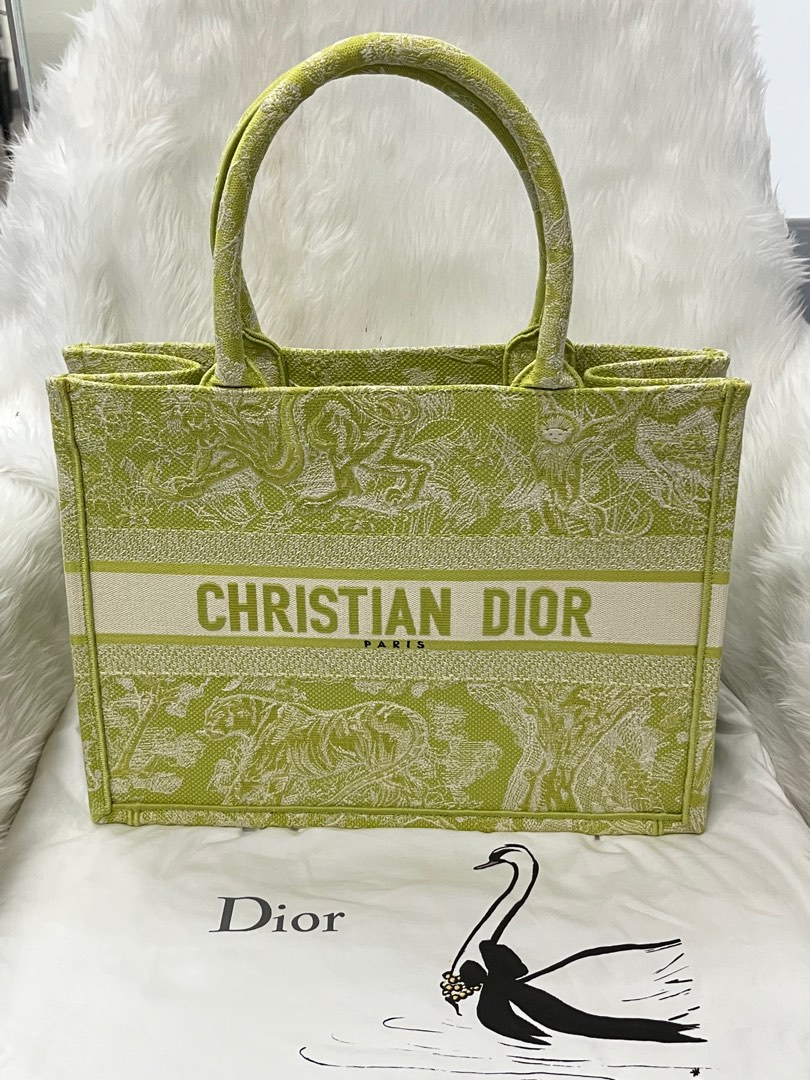 DIOR Green Reverse Embroidery Book Tote Bag Luxury Bags