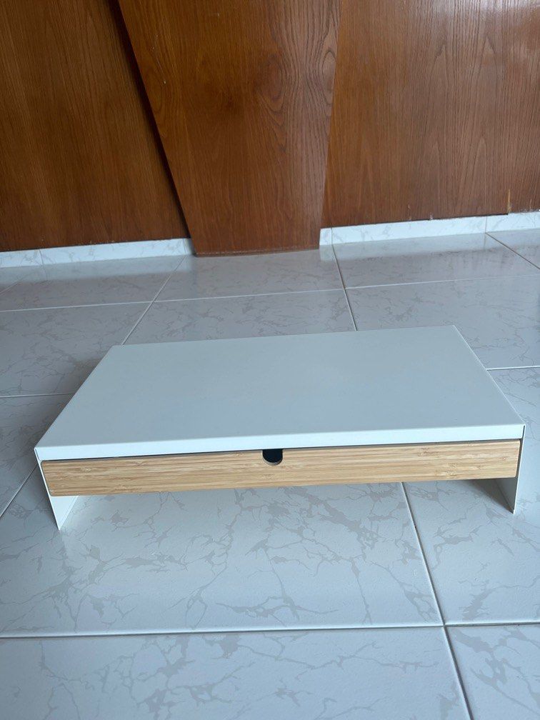 ELLOVEN Monitor stand with drawer, white - IKEA
