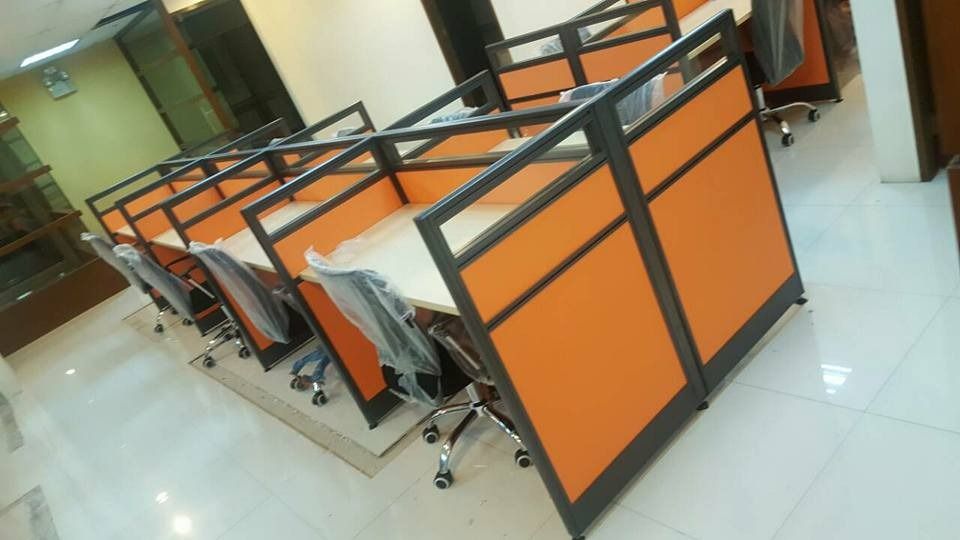 FABRIC WITH GLASS PARTITION - CUBICLE - FISHBONE TYPED, Furniture ...