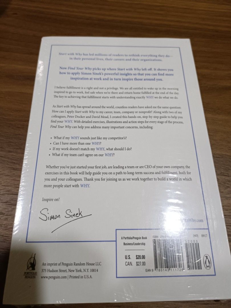 Find Your Why Simon Sinek Hobbies Toys Books Magazines Fiction