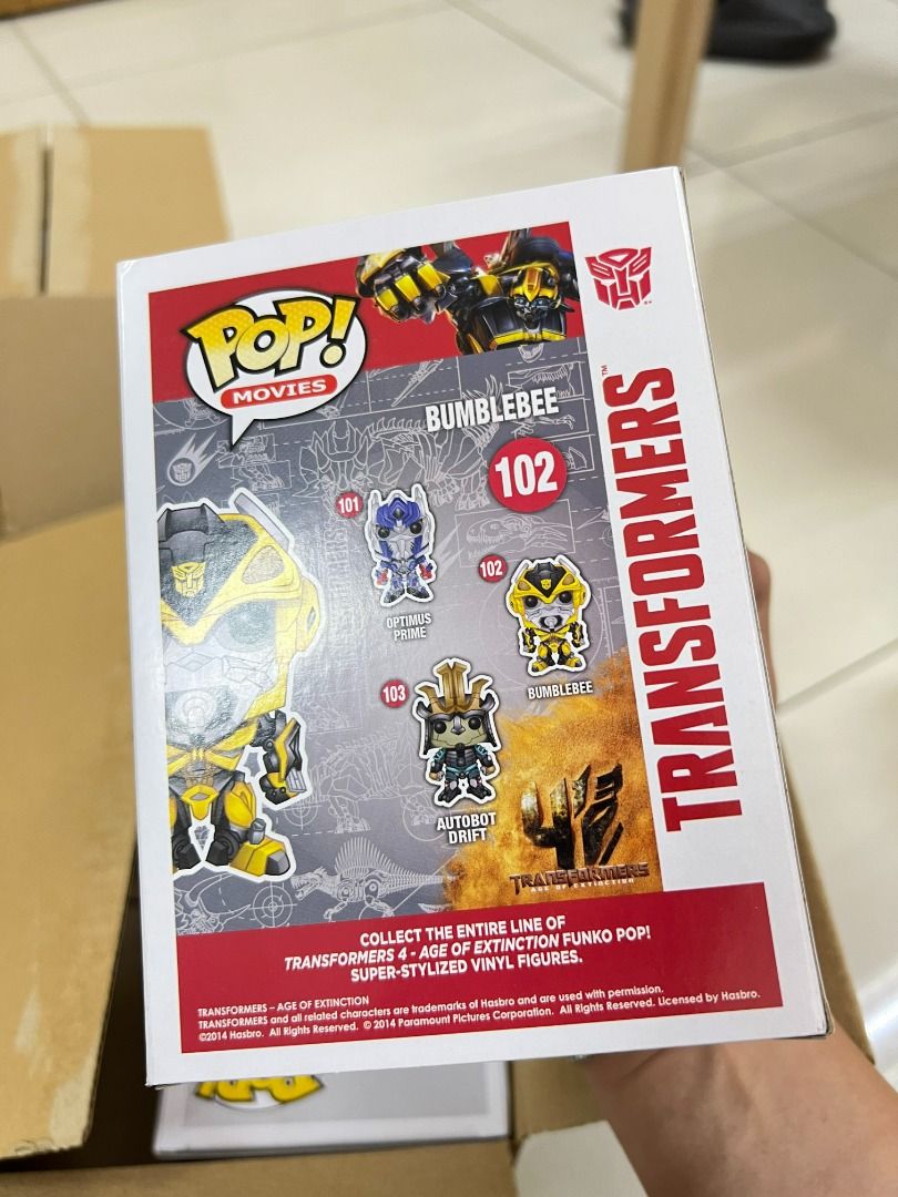 Funko Pop! Transformers #102 - Bumblebee (Category: Toys & Games) located in Singapore. Submitted by funkoh.boys (Listing ID 1219072394, Image 3). Description: Fixed price. Does not come with protector. PM to enquire more pictures. Self collect at 138 Jalan Bukit Merah S160138. +$5 for qxpress, packed in single box and packing peanuts..