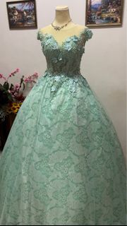 GLACIAL GREEN LACEY BALLGOWN