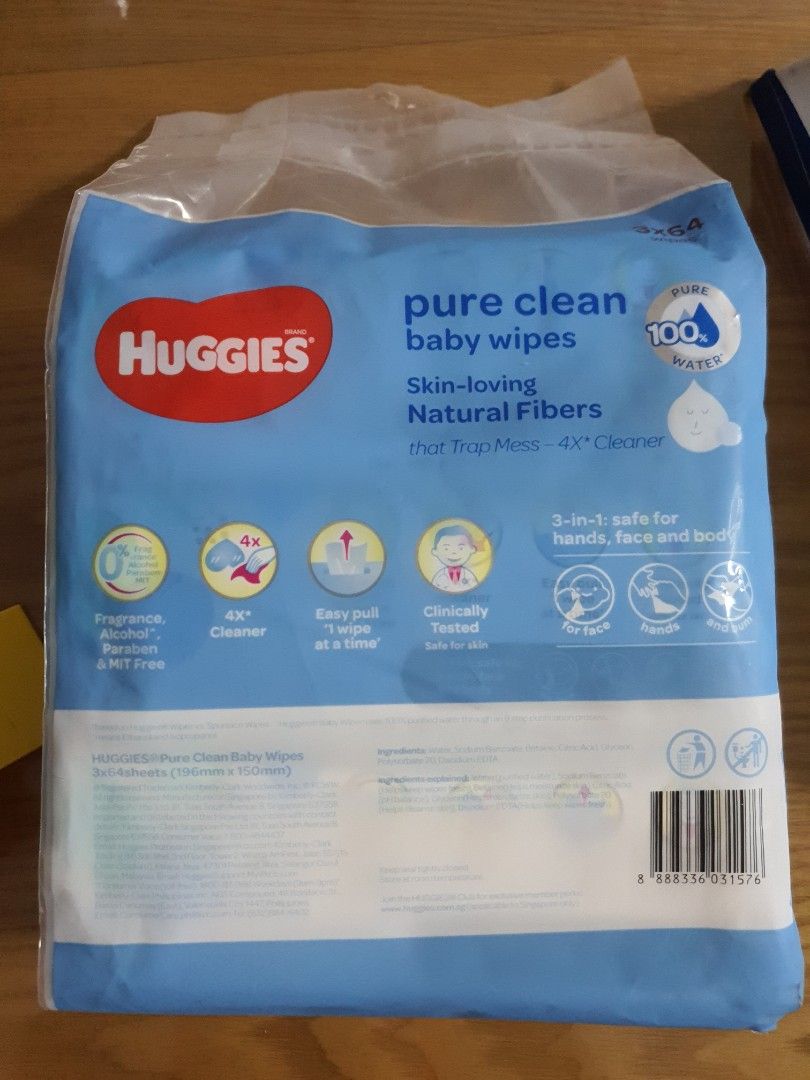 Huggies Pure Clean Baby Wipes, Babies & Kids, Bathing & Changing