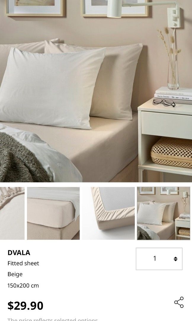 Ikea Dvala Fitted Bedsheets, Furniture & Home Living, Bedding & Towels
