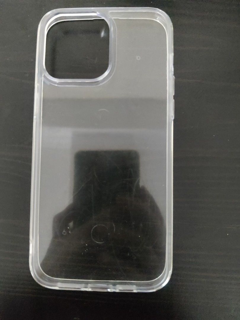 Iphone 14 pro max clear acrylic case (Category: Cases & Sleeves) located in Pasig City. Submitted by ulappp (Listing ID 1218968099, Image 1). Description: Still has protective sticker on the outside (it's the one with scratches) price negotiable pickup: Makati / Ortigas area.