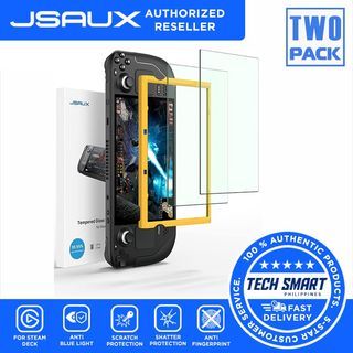 JSAUX 2-Pack Steam Deck Screen Protector, Anti Blue Light Glass Protector Eyes Friendly Easy to Install with Guiding Frame Scratch Resistant Tempered Glass for Steam Deck, Come with Toolkits