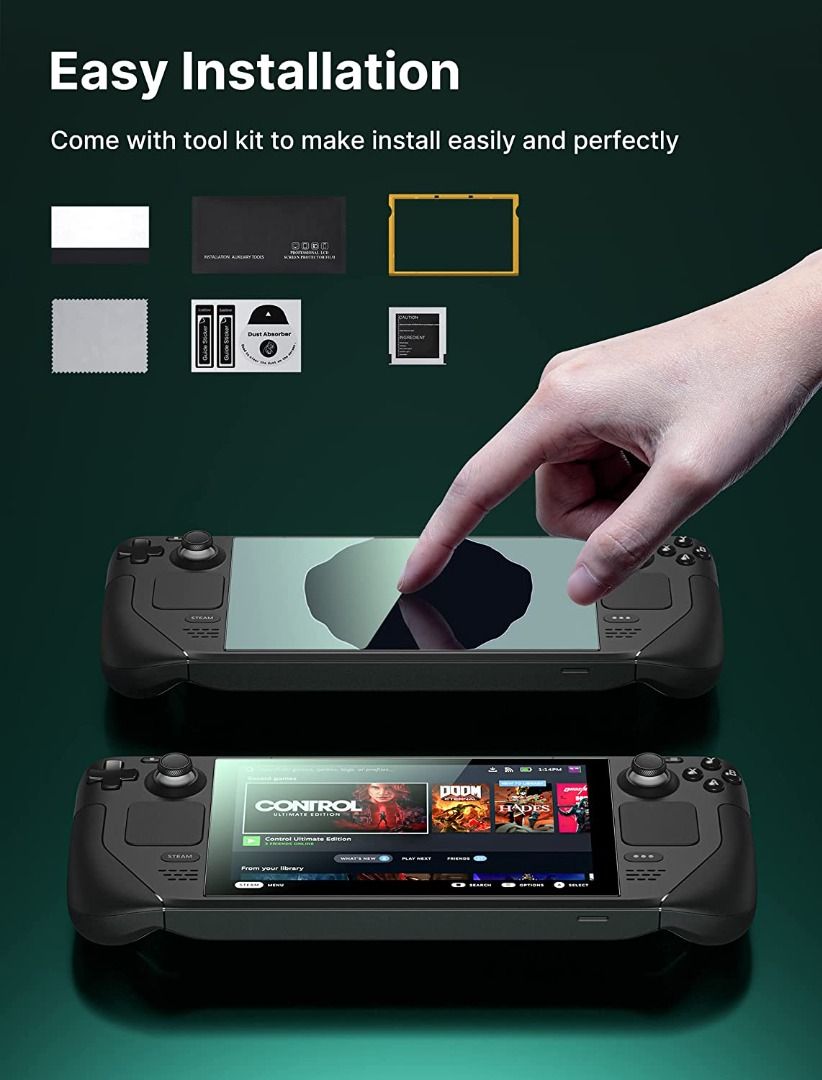 JSAUX 2Pack Steam Deck Screen Protector, Anti Glare Protector 9H