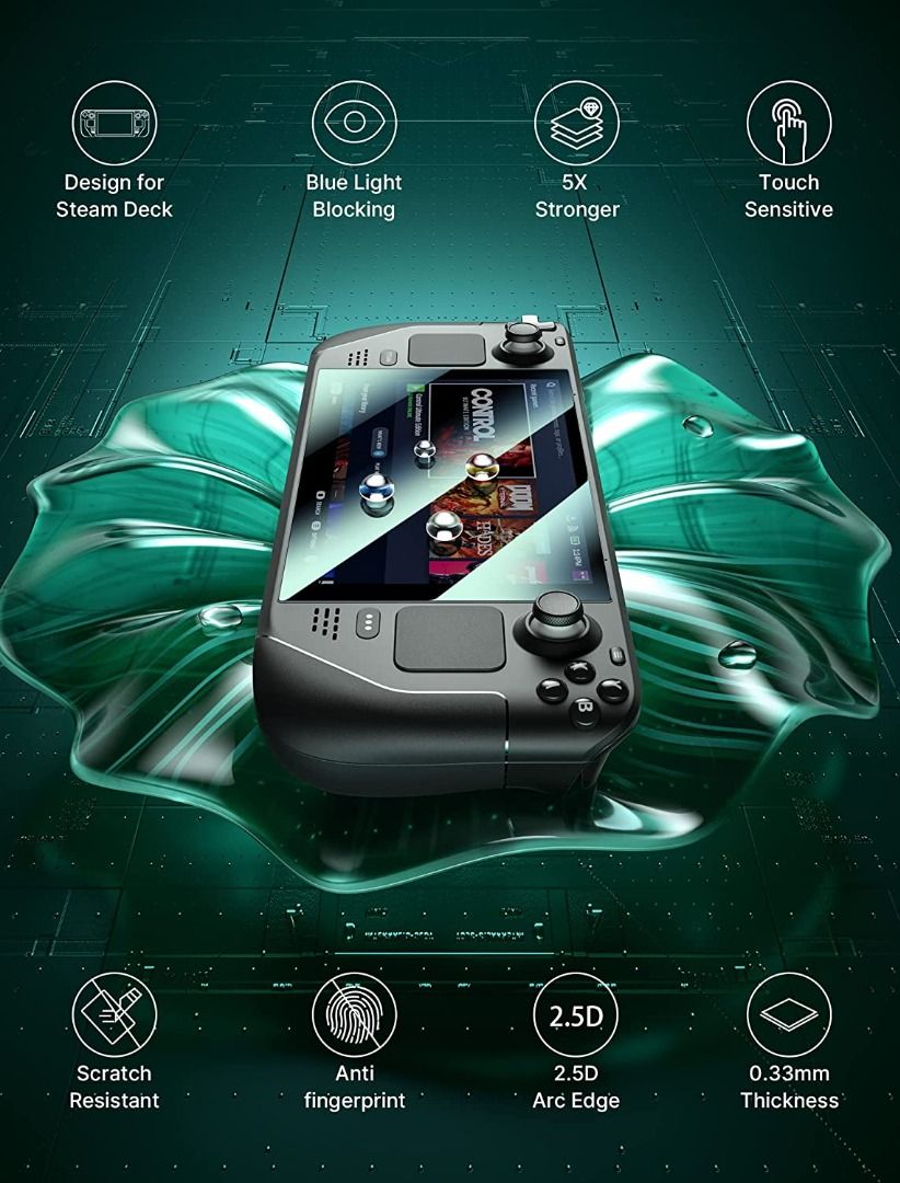 JSAUX 2Pack Steam Deck Screen Protector, Anti Glare Protector 9H