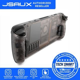 JSAUX Transparent Back Plate Compatible for Steam Deck，DIY Clear Edition Replacement Shell Case Set Compatible with Steam Deck，Buttons with Three Different Heights and Feel