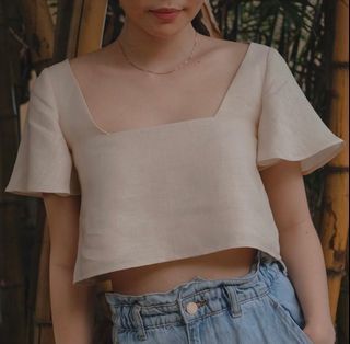 Juanicu Label Linen Bella Top in Terracotta
