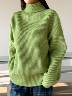 Kiwi High Neck Drop Shoulder Sweater