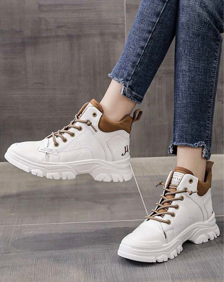 White chunky sale sneaker boots
