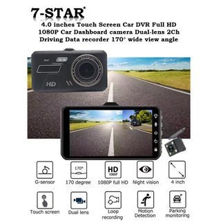 Latest Touch Screen 4” inch Car DVR Dashcam Full HD 1080P Car Recorder Camera Dual-lens (Front and Back) 2Ch Driving Data Car Recorder 170° Wide Angle, Night-Vision, Loop-Recording, G-Sensor