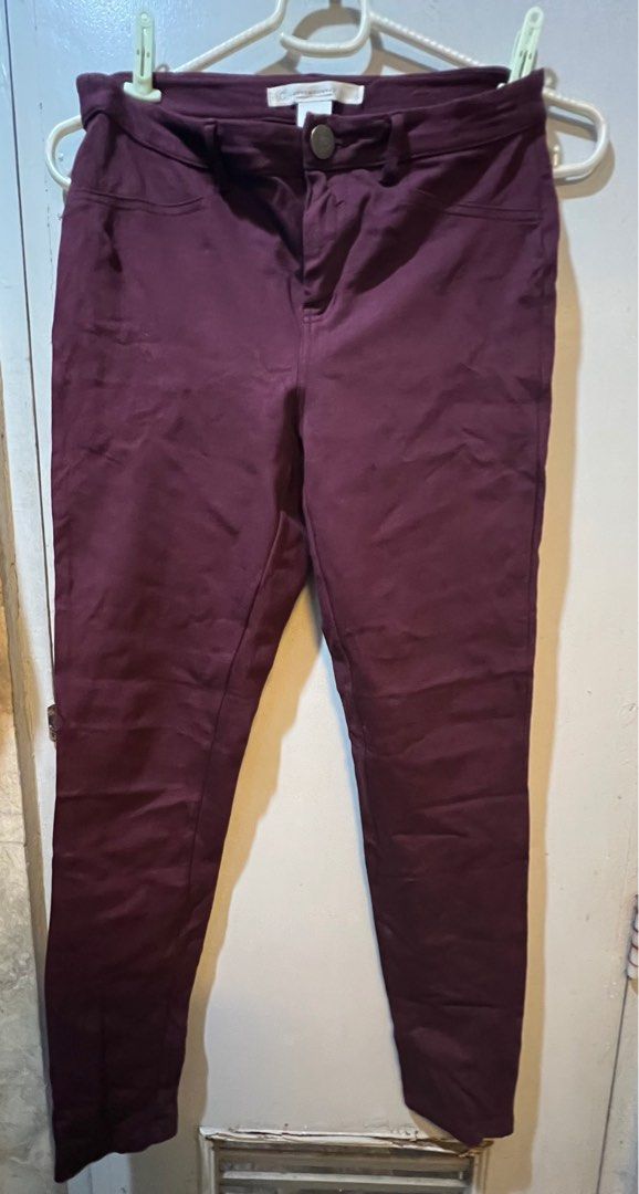 Lauren Conrad Burgundy stretch pants Women s Fashion Bottoms Other Bottoms on Carousell