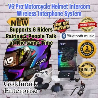 V6 PRO Motorcycle Helmet Intercom Headset, Wireless Interphone System for Rider