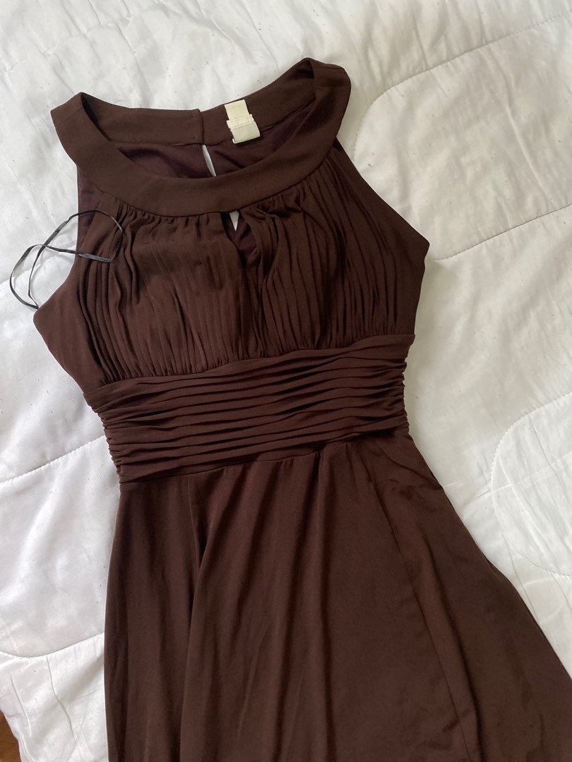 Long brown halter dress, Women's Fashion, Dresses & Sets, Evening