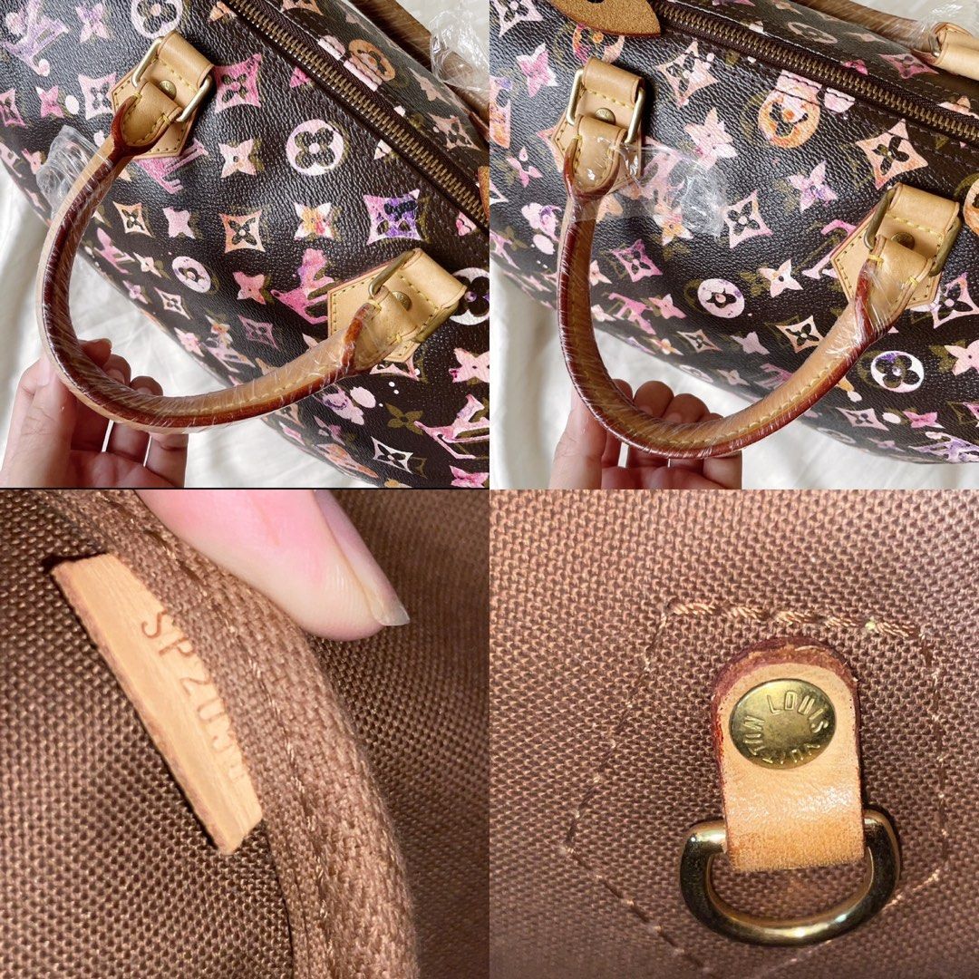 Authenticated Used Louis Vuitton LOUIS VUITTON Monogram Water Color Speedy  Hand Bag Karong Leather Bron M95729 