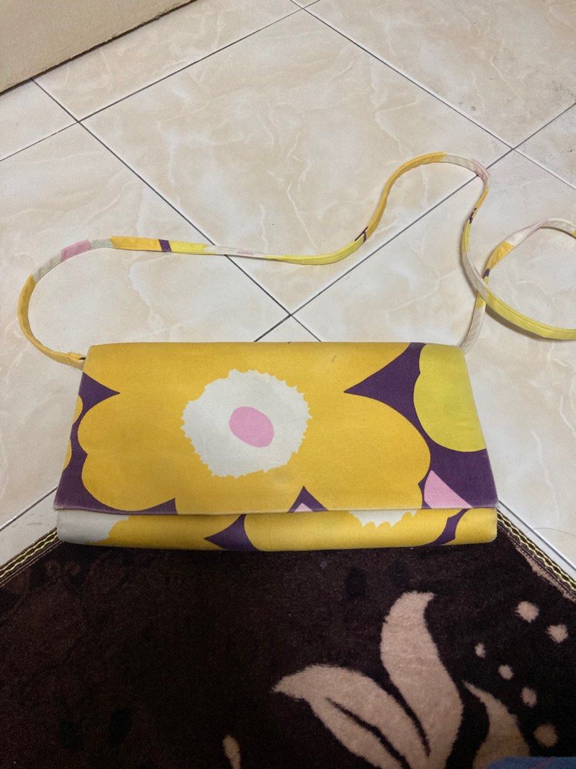 Japan Marimekko shoulder clutch bag yellow purple / sling bag / purse pouch  dinner bag, Women's Fashion, Bags & Wallets, Cross-body Bags on Carousell