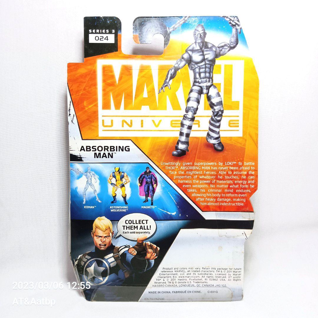 Hasbro Marvel Universe ABSORBING MAN 3.75" Action Figure (Category: Figurines & Statues) located in Paranaque City. Submitted by AirplanesTrainsAutomobilesATBP (Listing ID 1219004728, Image 2). Description: Want to see more of my listings? Just click my username above.☝️ DESCRIPTION: > ITEM: Hasbro Marvel Universe ABSORBING MAN 3.75" Scale Action Figure. > CONDITION: Brand New. Sealed. > MODE OF PAYMENT: G-Cash > MODE OF DELIVERY: Lalamove, LBC d