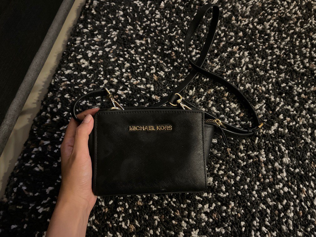 Michael Kors Selma Mini Messenger Bag - Black Mini, Luxury, Bags