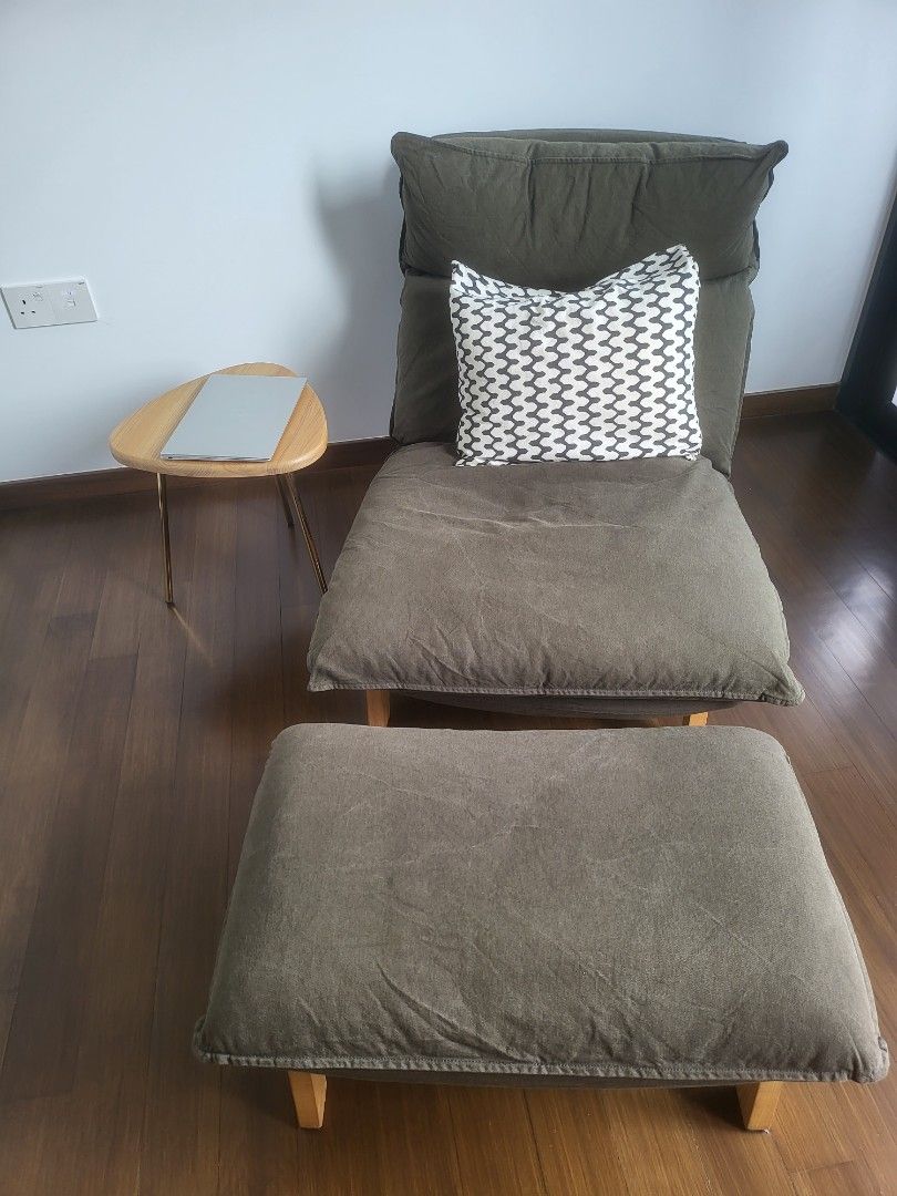 Muji Highback Reclining Sofa and Ottoman (incl cotton canvas cover