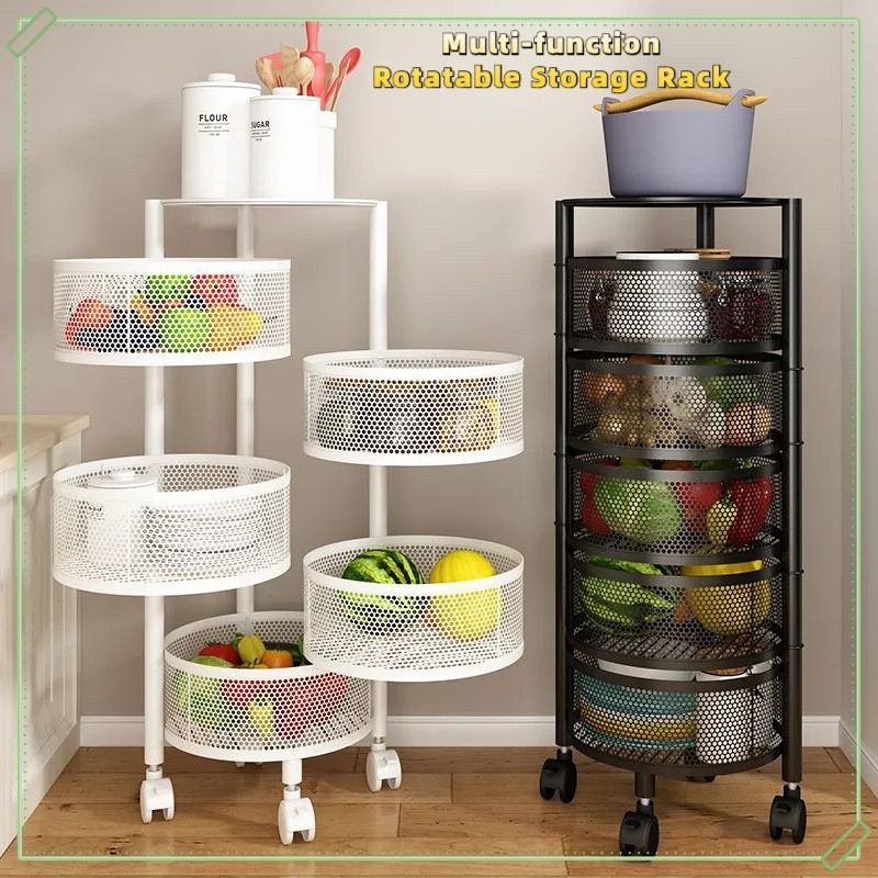 Multi-function Rotatable Basket Storage Rack Kitchen Living Room