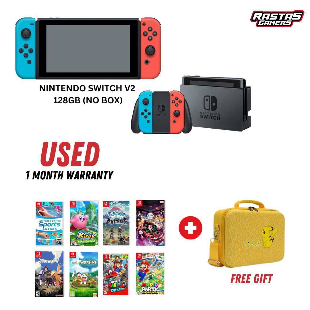 Nintendo switch v2 128gb dual mode free full games, Video Gaming, Video
