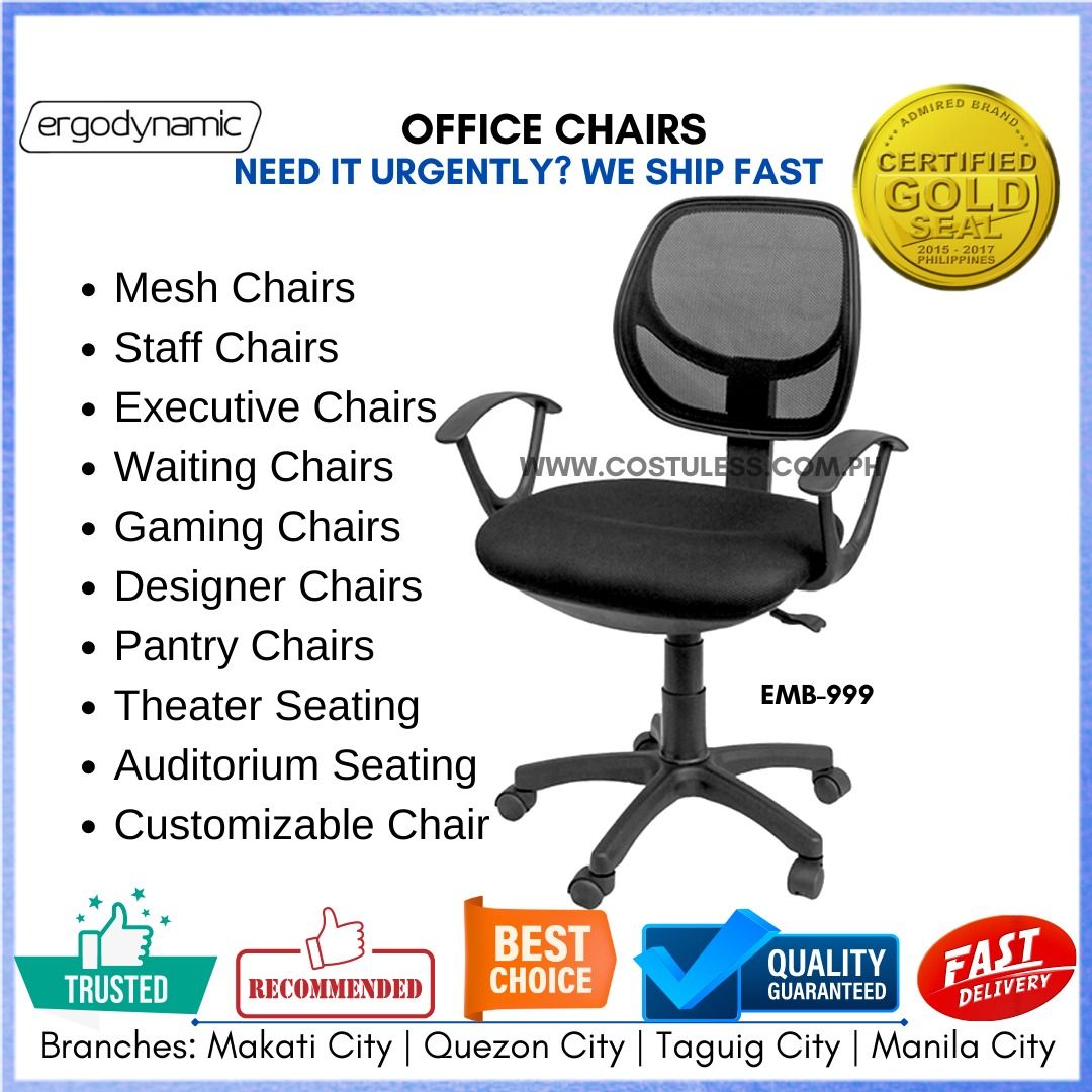 Office Furniture, Ergodynamic EMB999 Office Chair, Work From Home Chair, Staff Chair, Desk