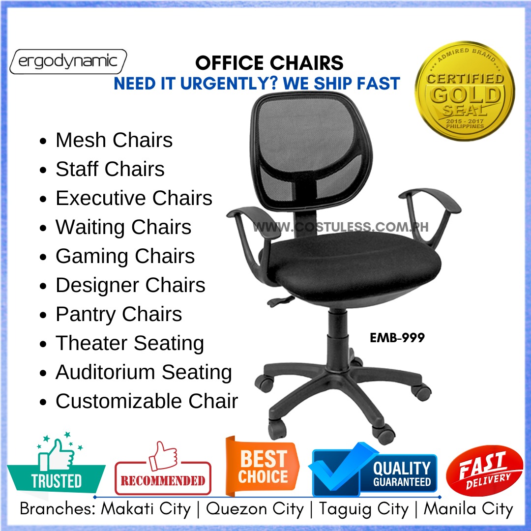 Office Furniture, Ergodynamic EMB-999 Office Chair, Work From Home Chair, Staff Chair, Desk