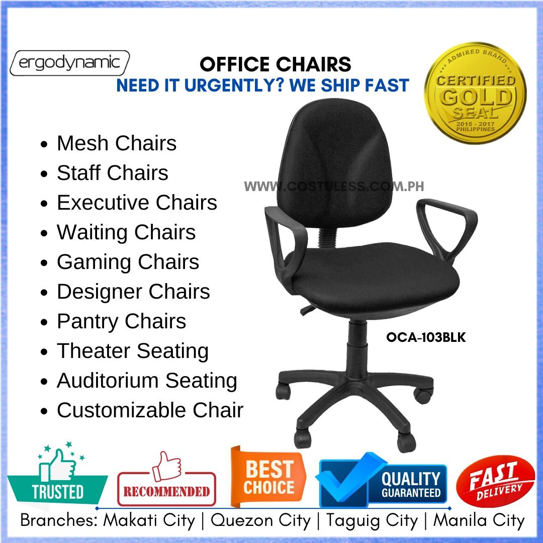 Office Furniture, Ergodynamic OCA103BLK Office Chair, Work From Home