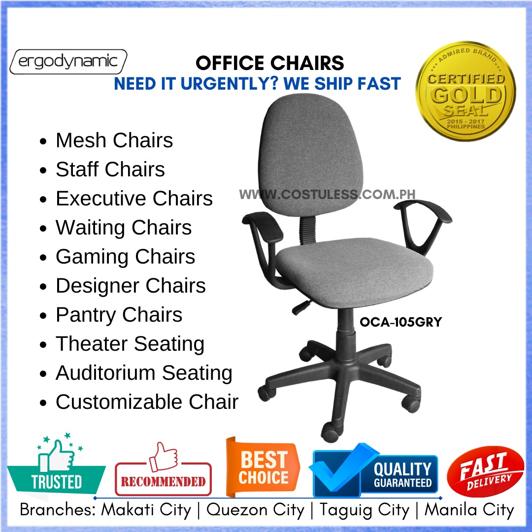 Office Furniture, Ergodynamic OCA105GRY Office Chair, Work From Home