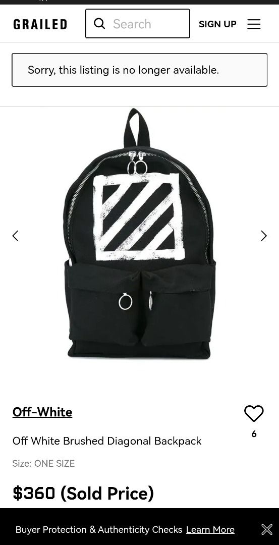 Off-White Brushed Backpack, Luxury, & on Carousell