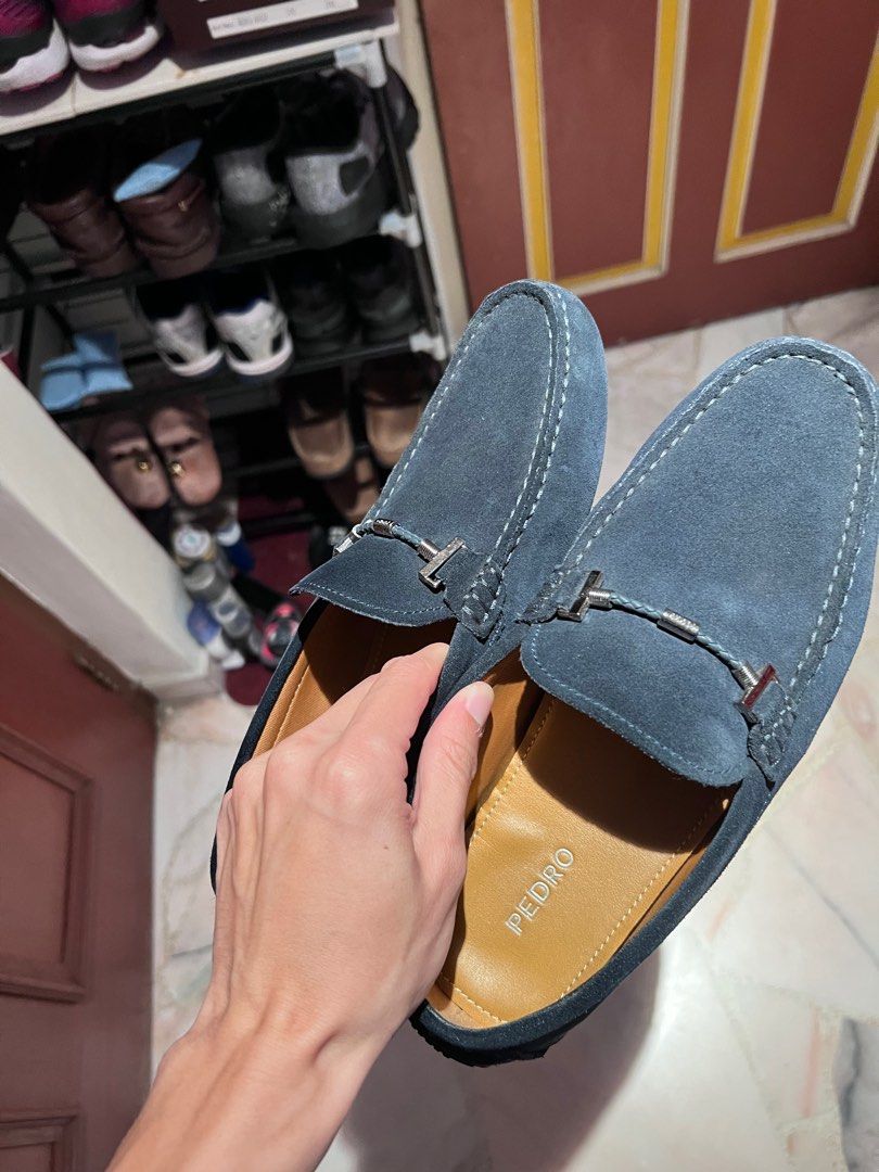 Mens dark sales blue loafers