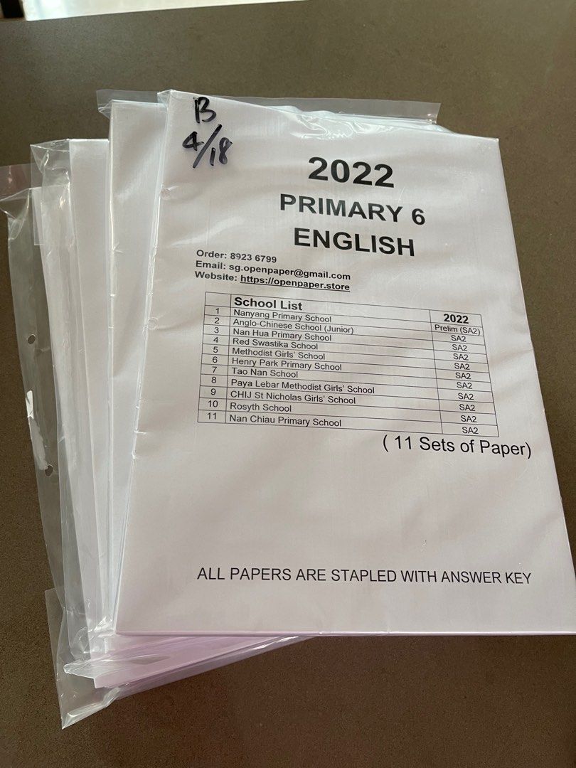 PSLE 2022 Prelim Papers, Hobbies & Toys, Books & Magazines, Assessment ...
