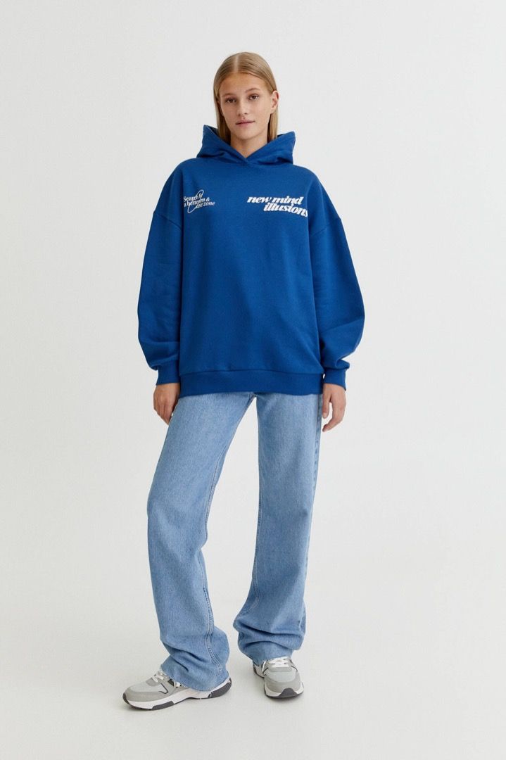 Pull and bear navy hot sale hoodie