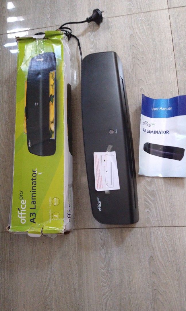Quality A3 Laminator Machine 220V AUS (Category: Office & Business Technology) located in Manila. Submitted by PickClickShip (Listing ID 1218980894, Image 2). Description: A3 Office Pro Laminator Machine AUS - brand : Office Pro AUS - A3 size / 11.7 x 16.5" or A4 /8.27 x 11.69" - 2minutes fast warm up time - indicator button will turn from black to red when ready - compatibility: 80-125microns - L12 x W44 x H7cm - 240v/ 50Hz / 600W - Australian B