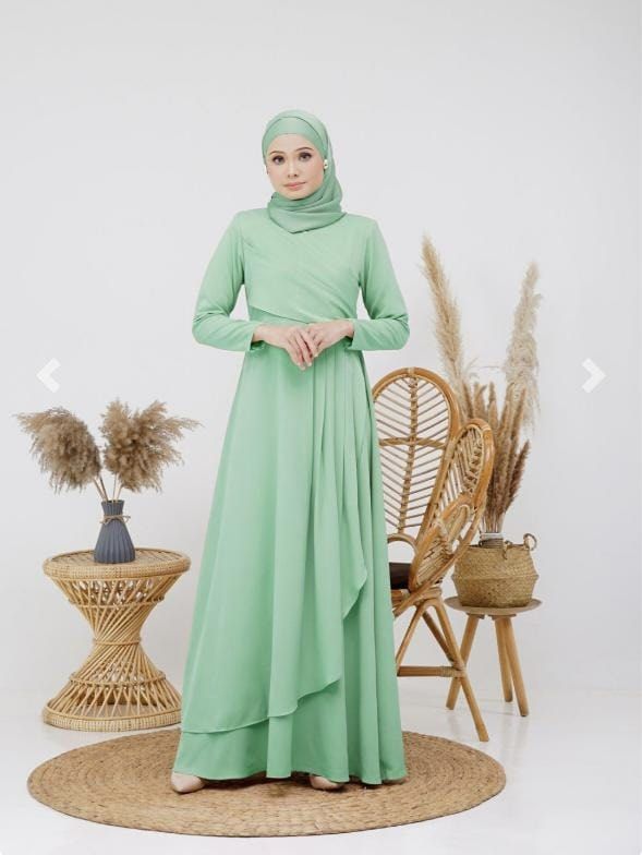 mint green dress muslimah Green Mother of the Bride Dress Elegant Casual V Neck Floor Length Chiffon 3 4 Length Sleeve with Crystals 2025 main image 1