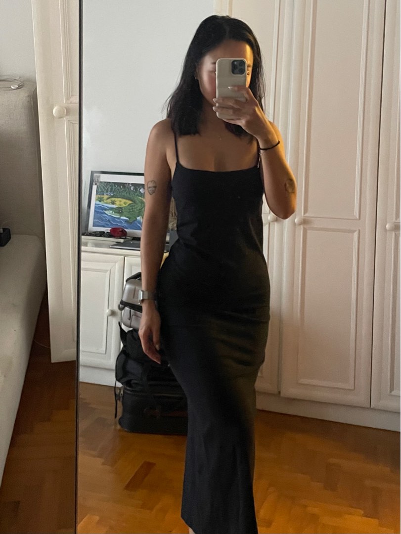 Reformation black top slip dress