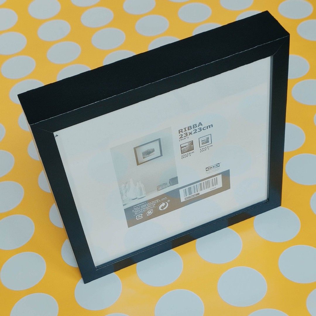Ribba square photo frame black ikea 9" 23cm, Furniture & Home Living