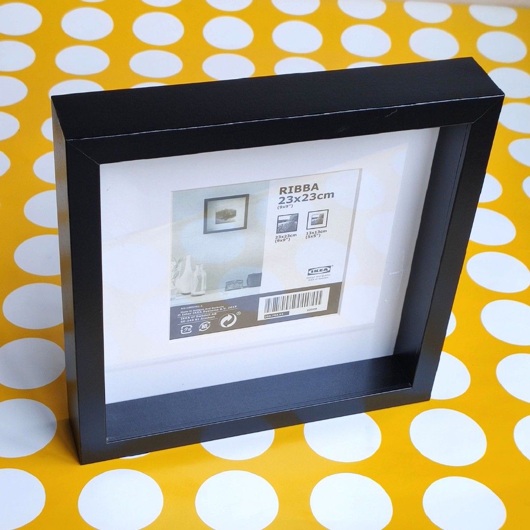 Ribba square photo frame black ikea 9" 23cm, Furniture & Home Living