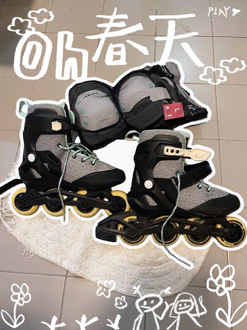 Rollerblades + protection gears, Sports Equipment, Sports & Games