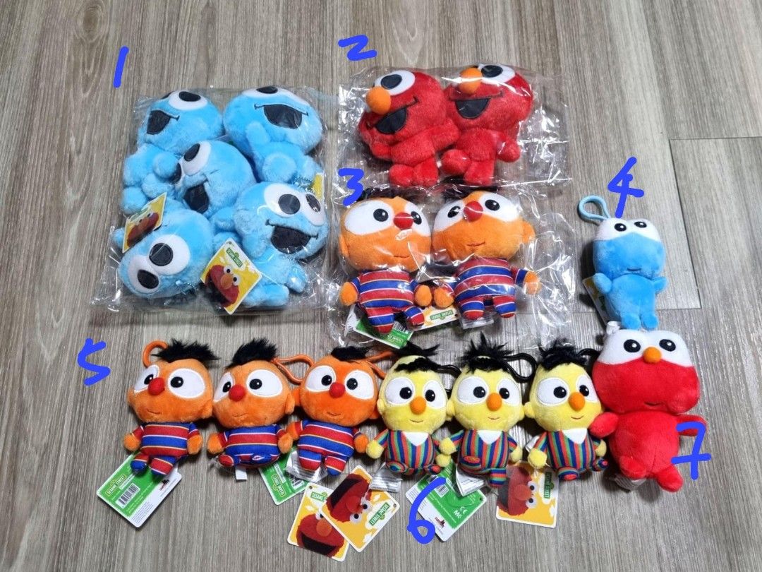Sesame Street Ernie, Bert, Cookie Monster, Elmo Keychain Plush, Hobbies